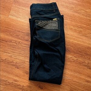 Bill Blass Dark Blue Studded Skinny Jeans